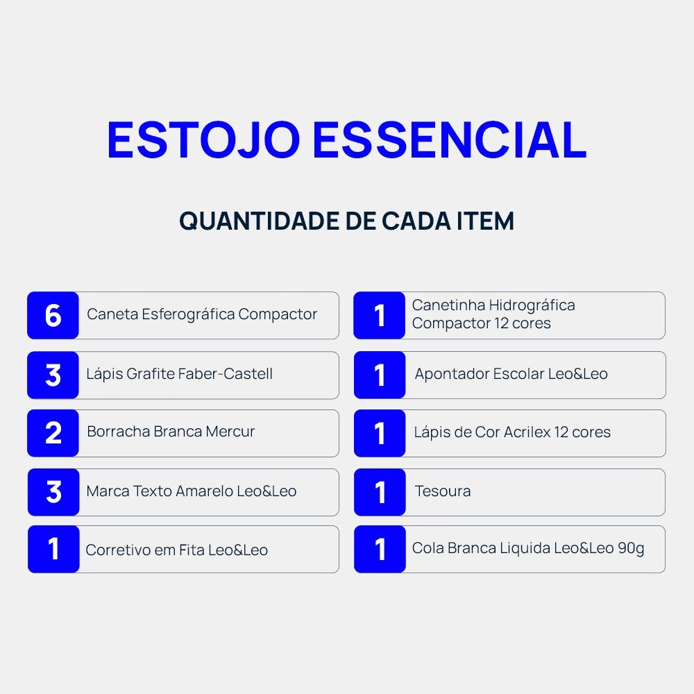 Kit Estojo Essencial - Material Escolar