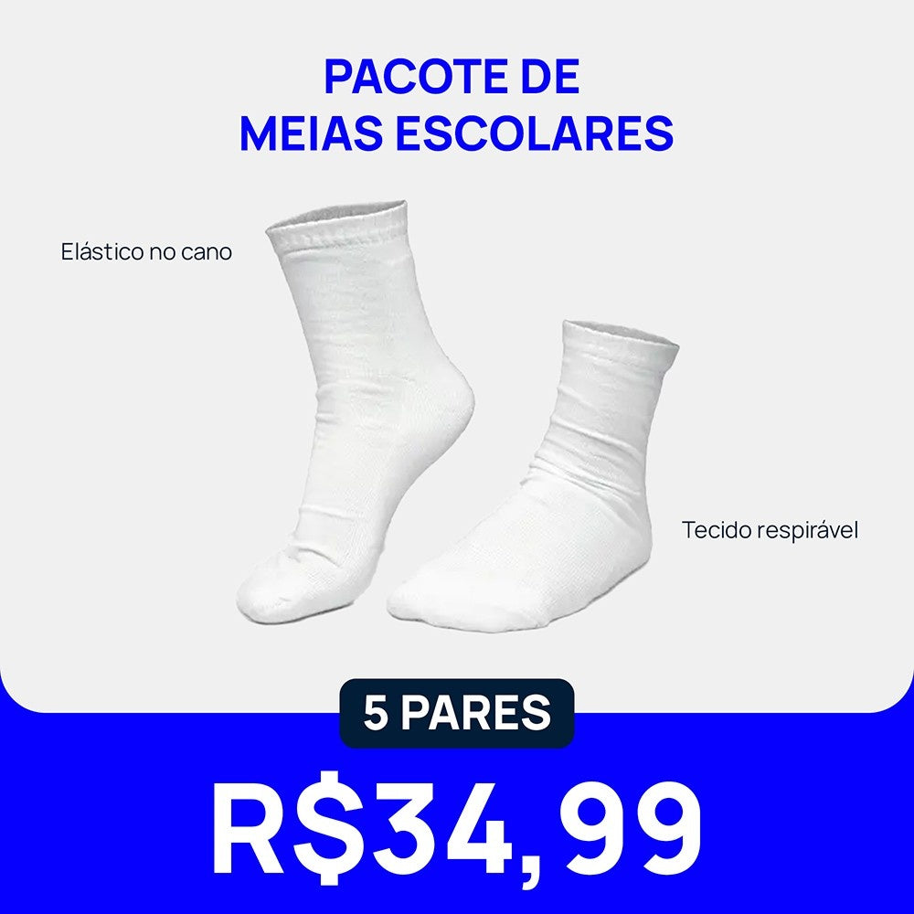 Pack 5 pares de Meia Escolar Prefeitura de São Paulo