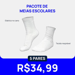 Pack 5 pares de Meia Escolar Prefeitura de São Paulo