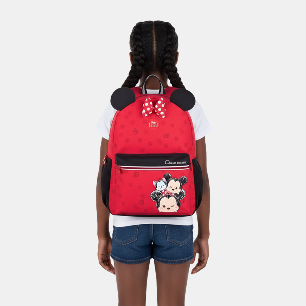 Mochila Juvenil Minnie Tsum Tsum Vermelha com laço