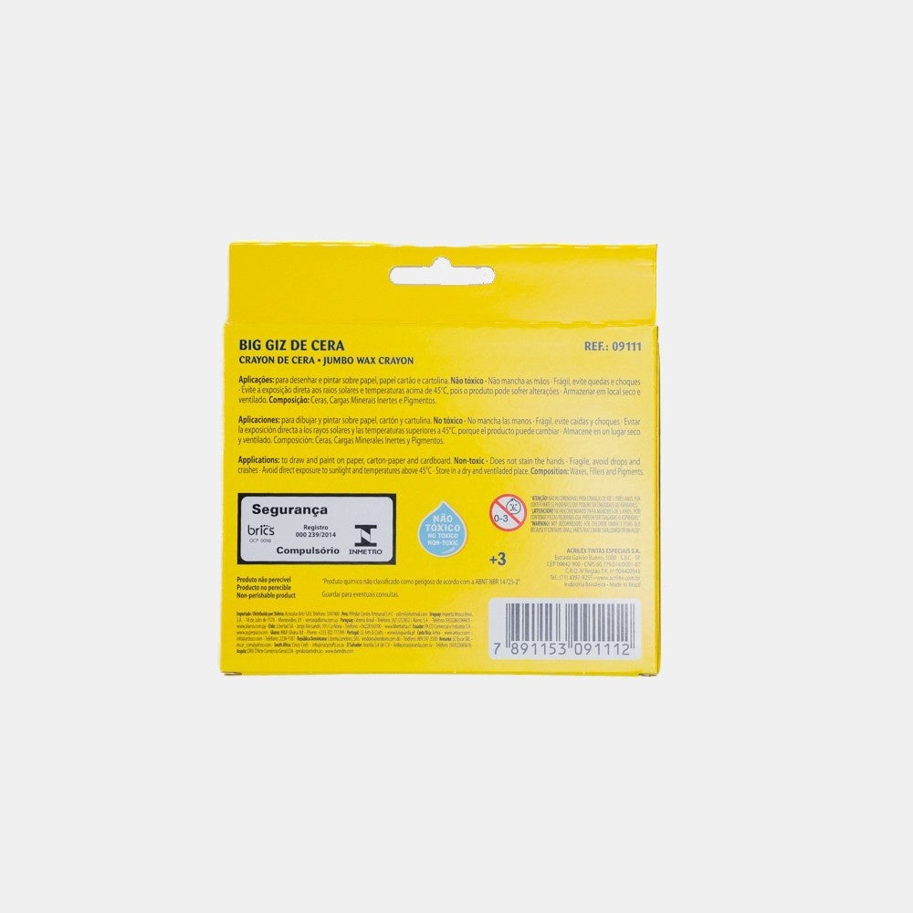 Giz de cera jumbo 12 cores – Acrilex