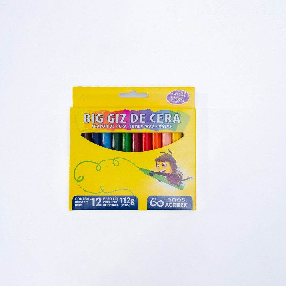 Giz de cera jumbo 12 cores – Acrilex
