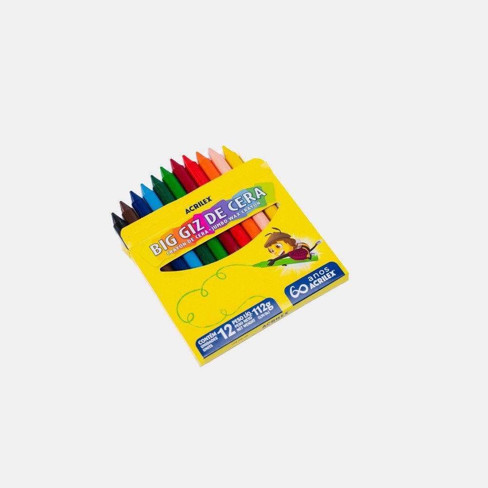 Giz de cera jumbo 12 cores – Acrilex