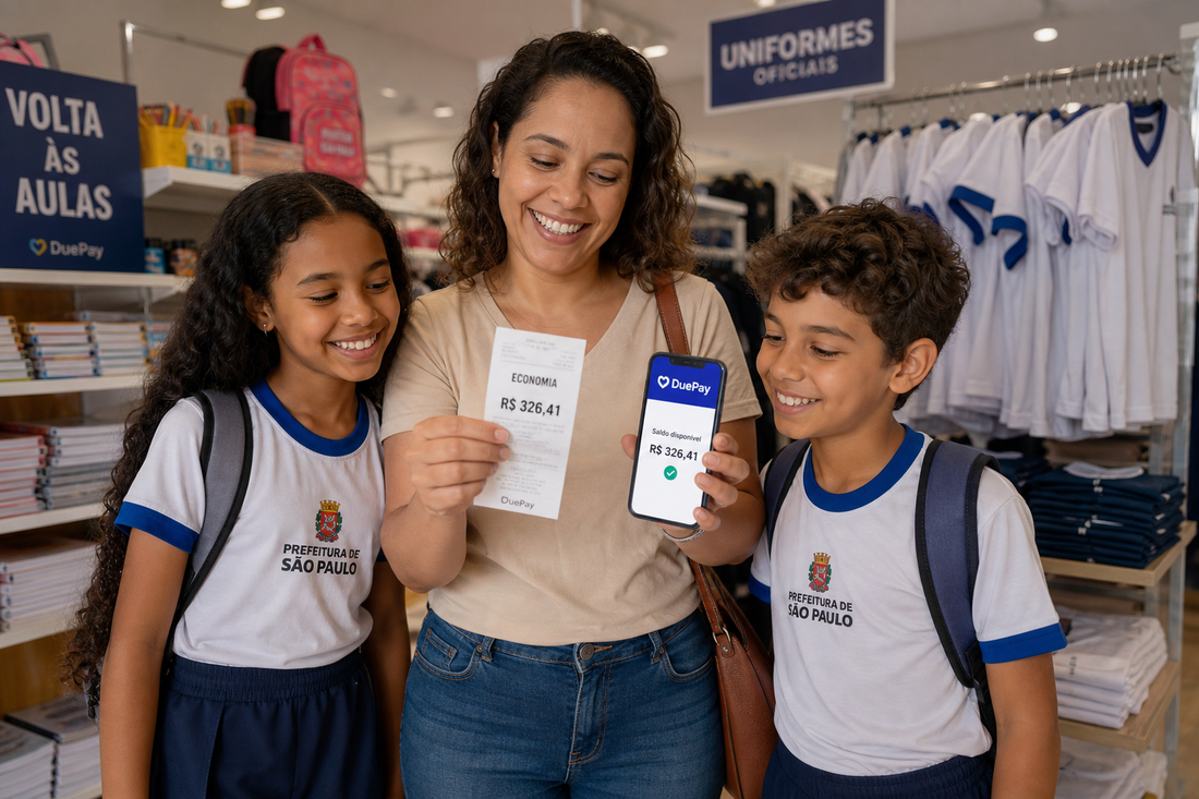 Economia Familiar: Como o DuePay Ajuda Sua Família a Economizar até R$ 571,90 no Uniforme e Material Escolar em SP