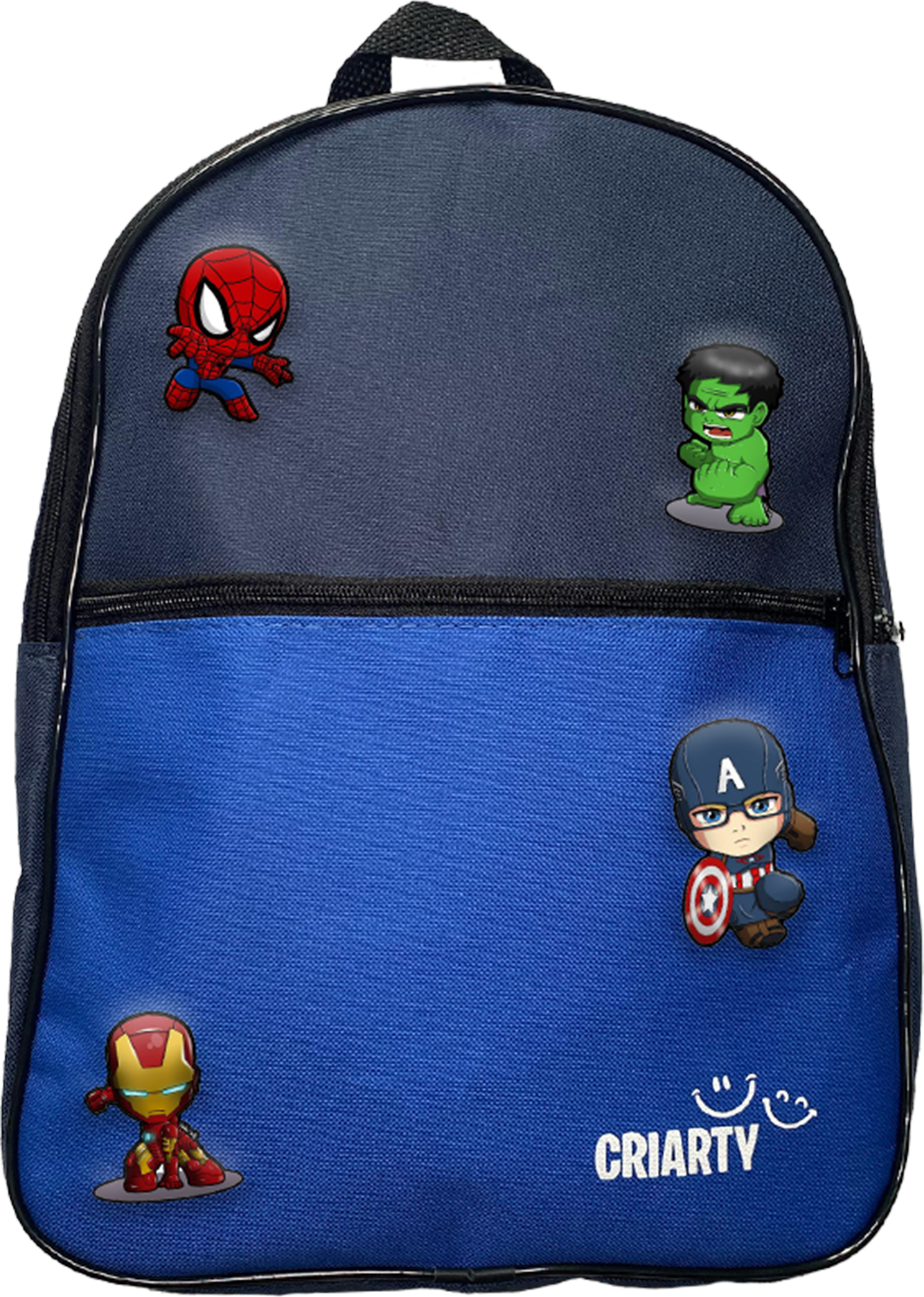 Mochila escolar Criarty - Azul Liso + 4 Termocolantes