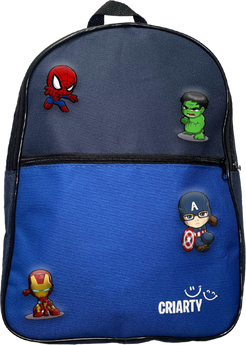 Mochila escolar Criarty - Azul Liso + 4 Termocolantes
