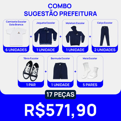Combo Sugestão Prefeitura - Uniforme Escolar Gola Branca