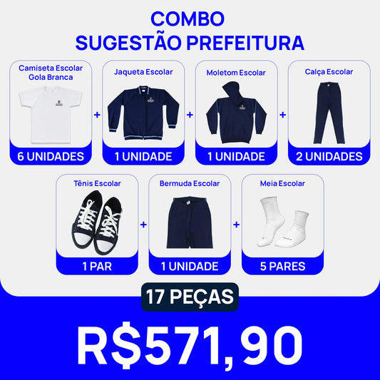 Combo Sugestão Prefeitura - Uniforme Escolar Gola Branca