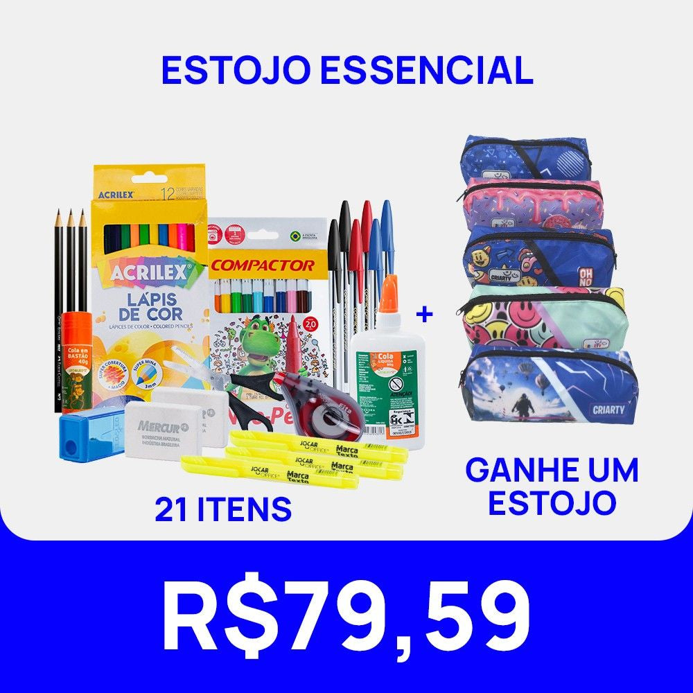 Kit Estojo Essencial - Material Escolar
