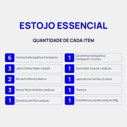 Kit Estojo Essencial - Material Escolar