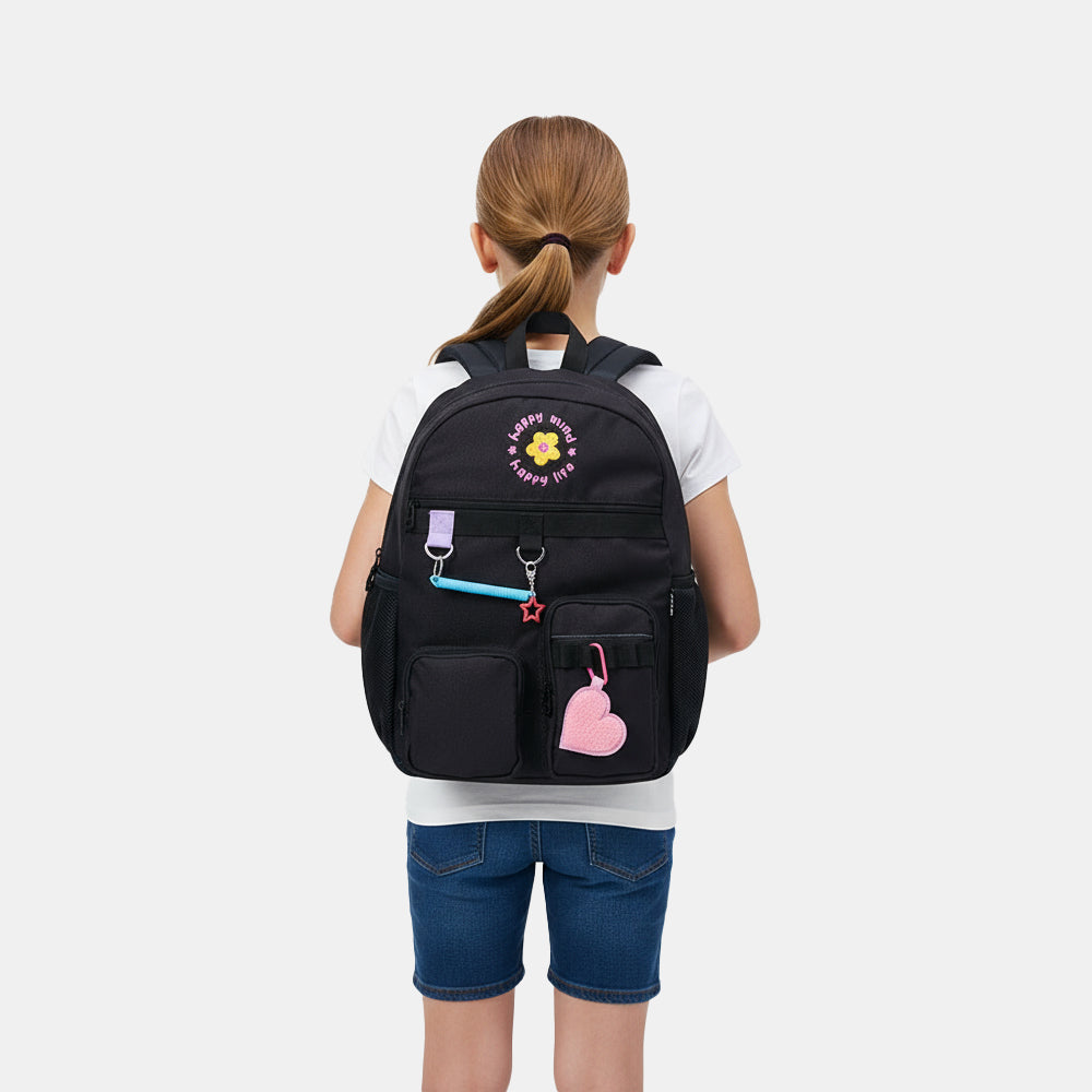 Mochila Juvenil Happy Girls Preta