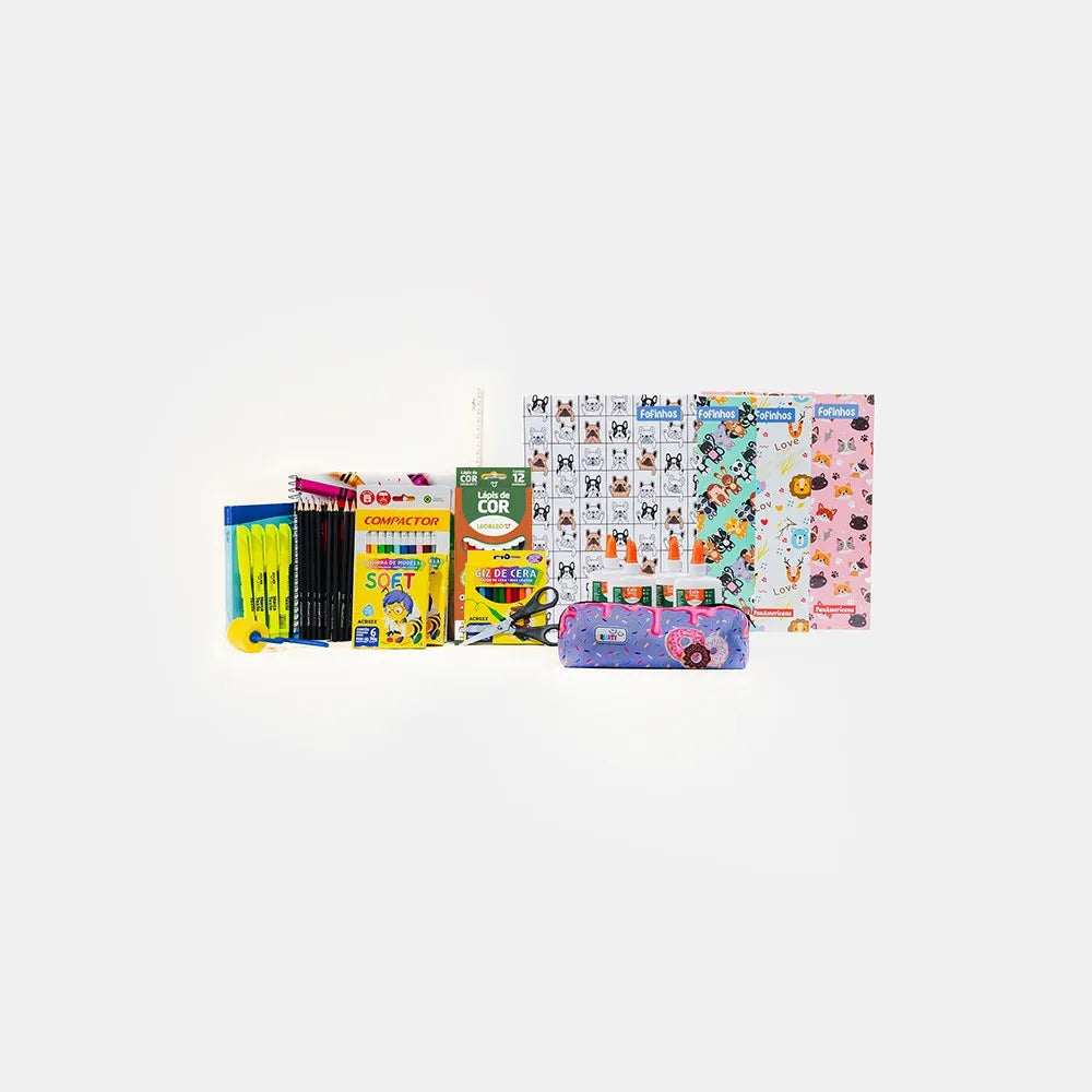 Kit IV. Ciclo de Alfabetização - Caderno Fofinho / Estojo Doce