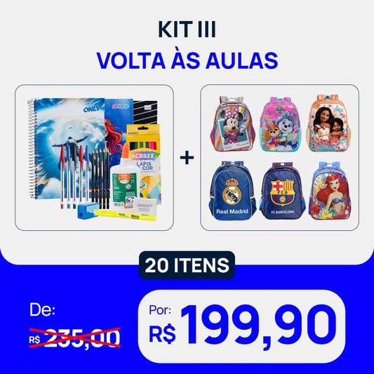 Kit III. Volta às Aulas Promocional - Masculino