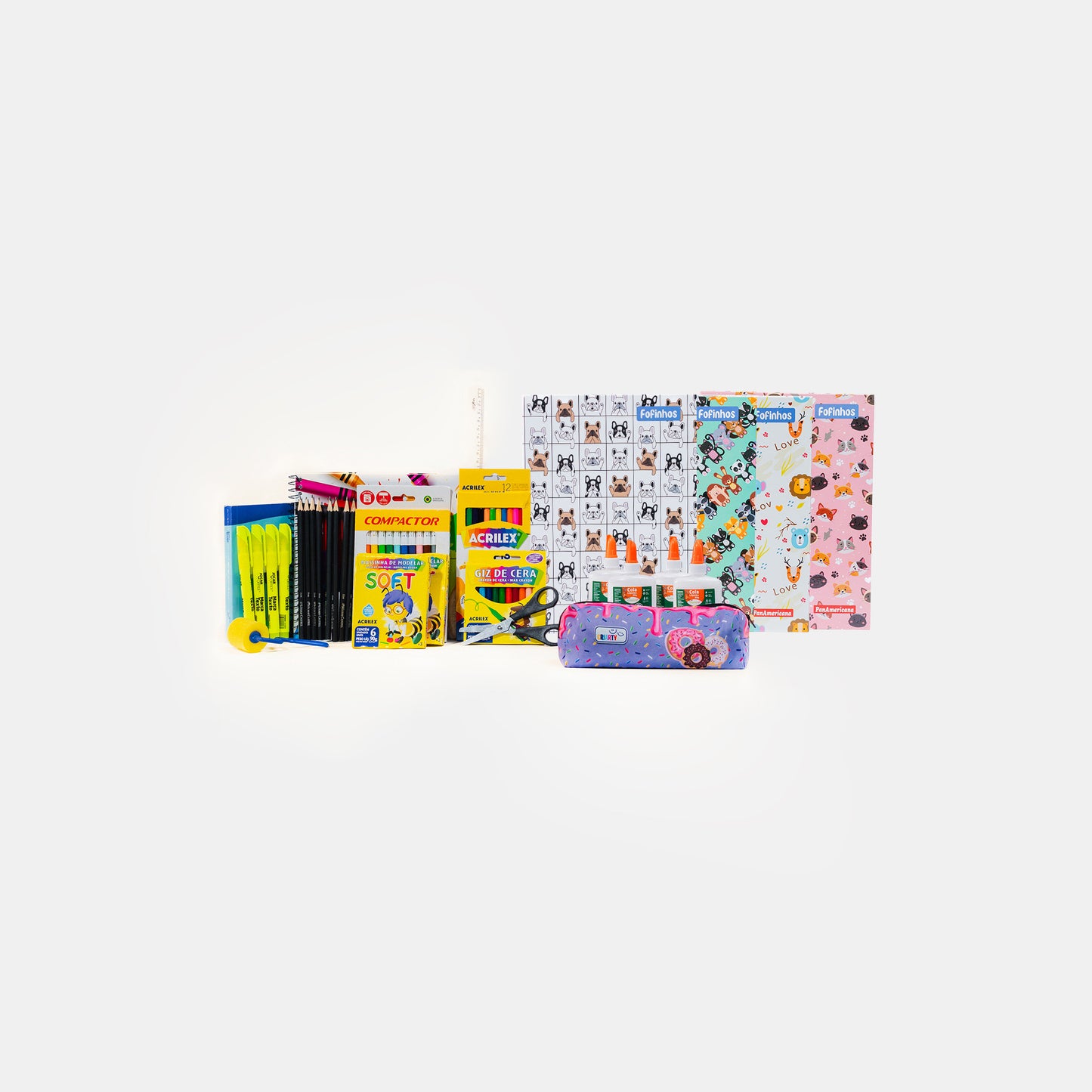 Kit IV. Ciclo de Alfabetização - Caderno Fofinho / Estojo Doce