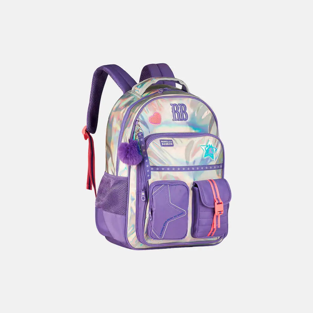 Mochila Juvenil Rebecca Bonbon Metalizada Lilás