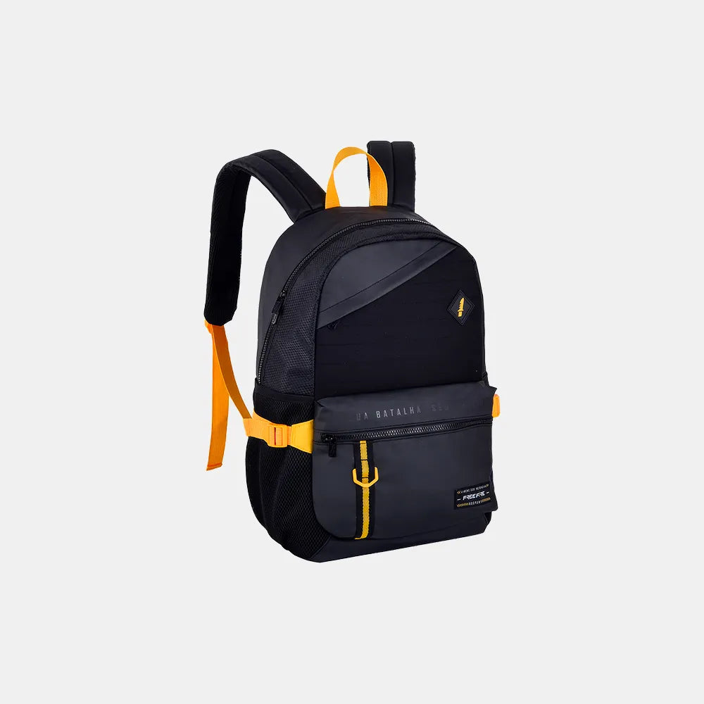 Mochila Infantil Free Fire Preta e Amarela