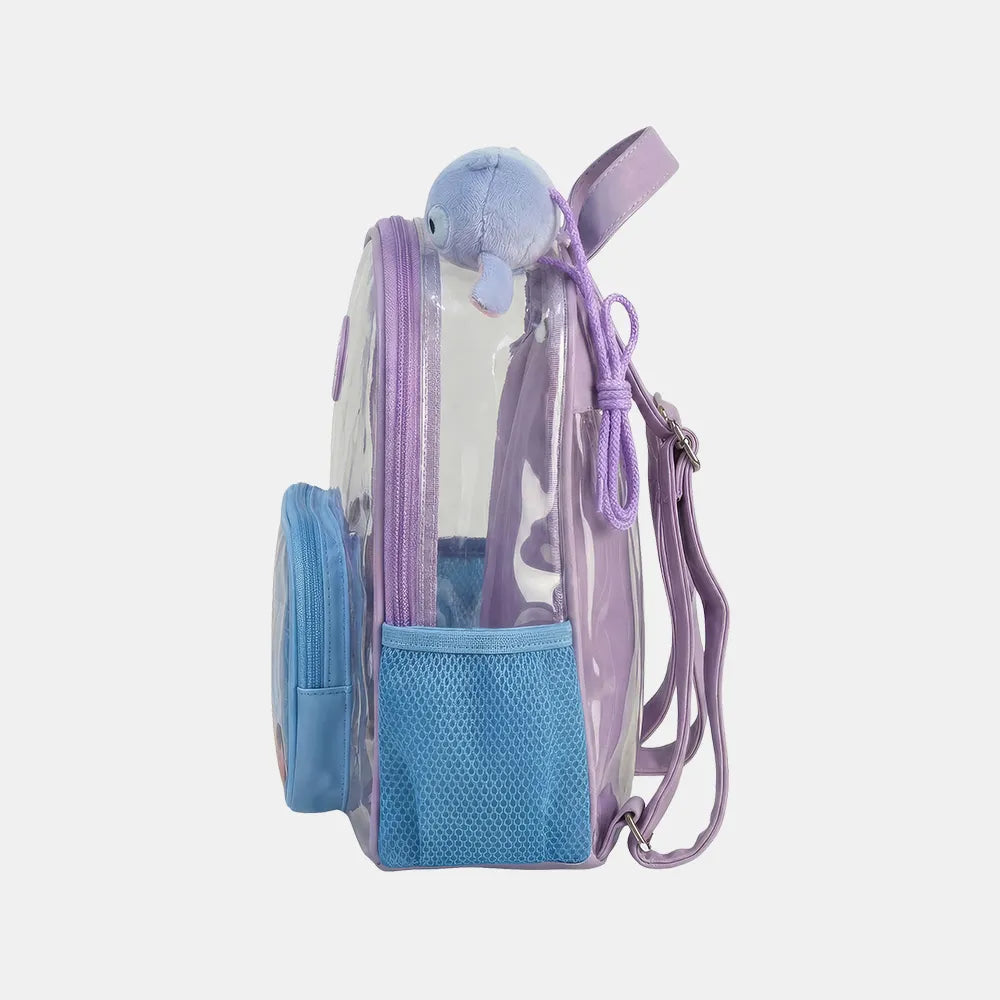 Mochila Baby Stitch Lilás - lateral