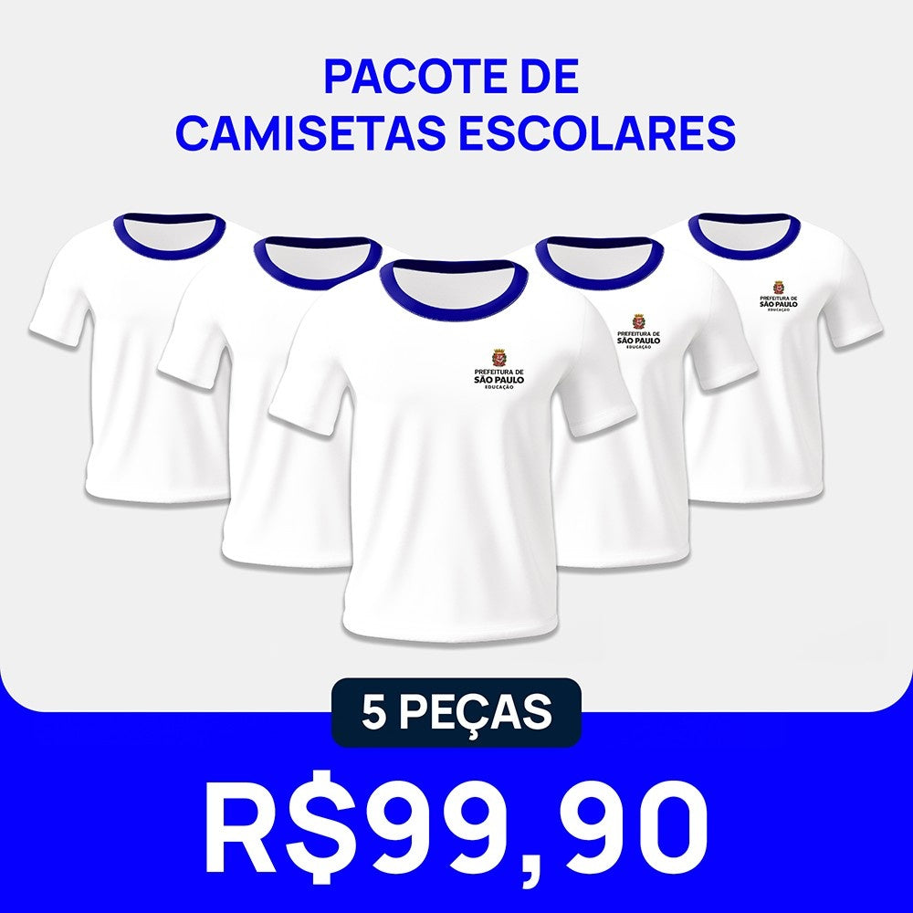 PACK 5 - Camiseta Escolar - Prefeitura de São Paulo/SP