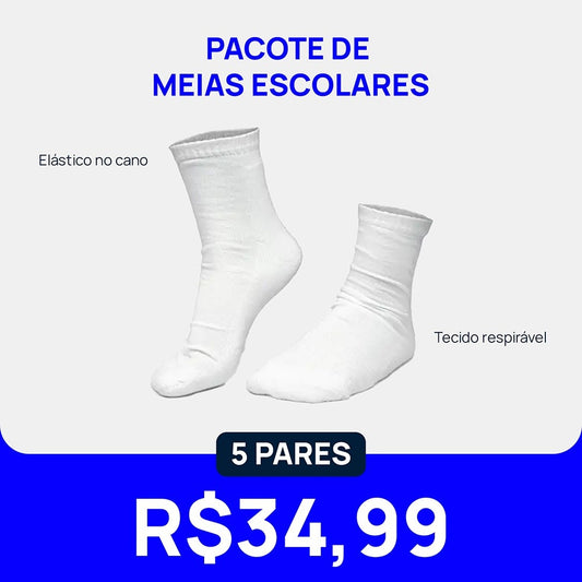 Pack 5 pares de Meia Escolar Prefeitura de São Paulo