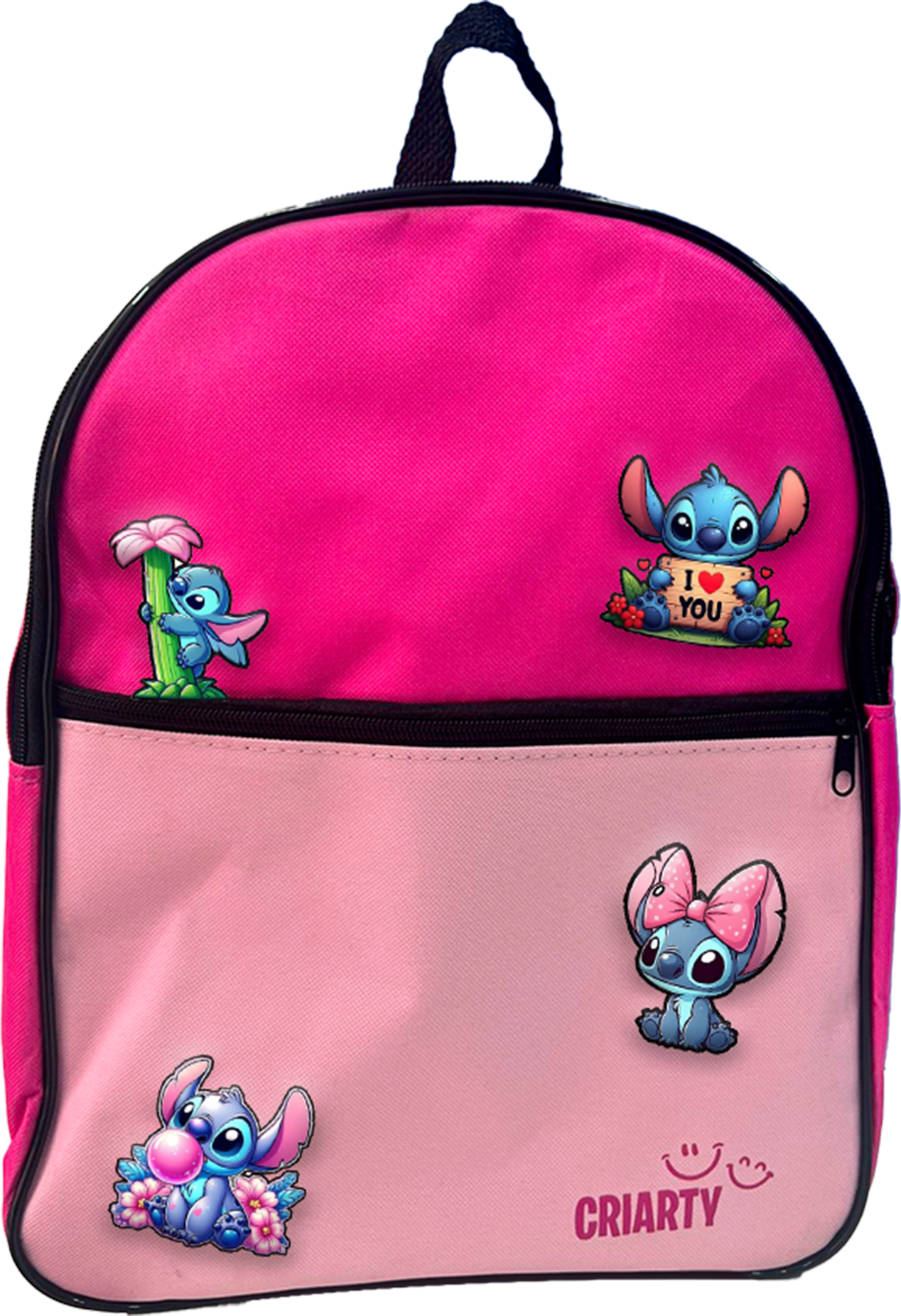 Mochila escolar Criarty - Rosa Liso + 4 Termocolantes