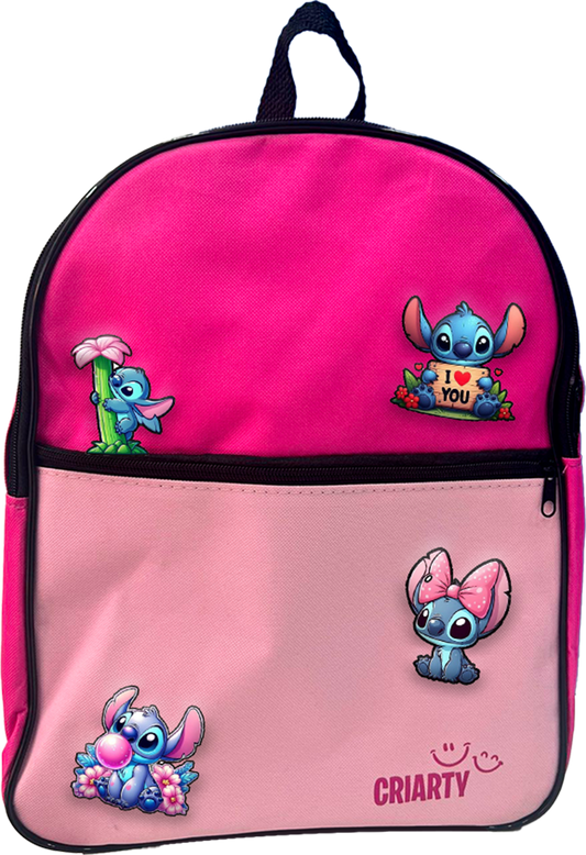 Mochila escolar Criarty - Rosa Liso + 4 Termocolantes