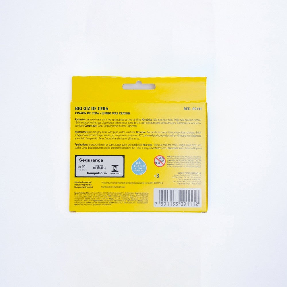 Giz de cera jumbo 12 cores – Acrilex