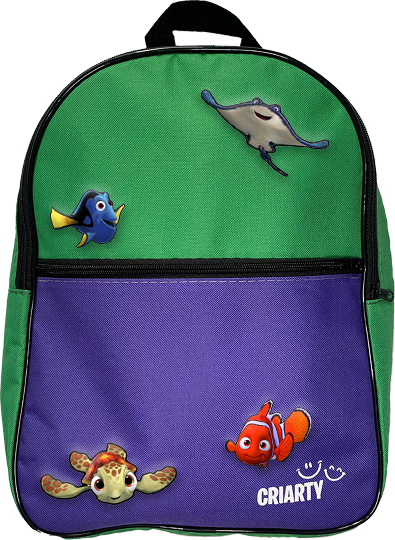 Mochila Escolar Criarty - Verde/Roxo + 4 Termocolantes