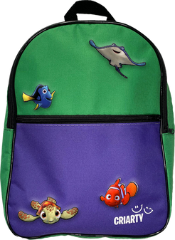 Mochila Escolar Criarty - Verde/Roxo + 4 Termocolantes
