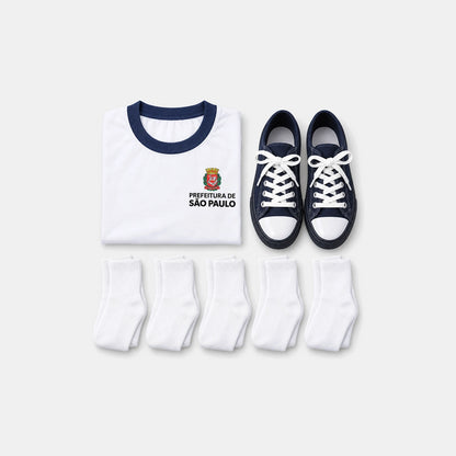 KIT Passo Certo: tênis escolar, camiseta escolar e 5 pares de meias da Prefeitura de São Paulo