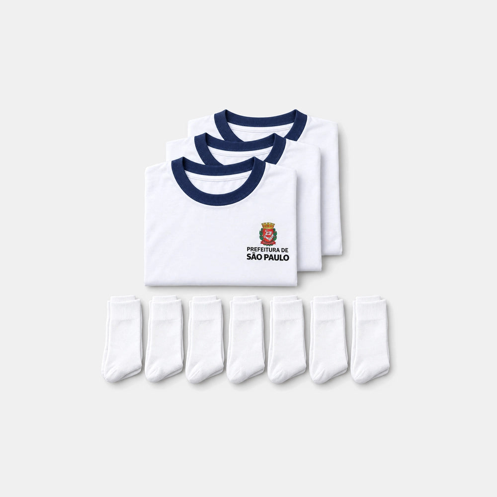 KIT Semana Garantida: 3 camisetas escolares e 7 pares de meias da Prefeitura de São Paulo