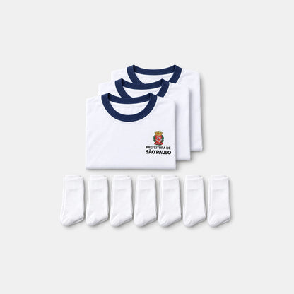 KIT Semana Garantida: 3 camisetas escolares e 7 pares de meias da Prefeitura de São Paulo