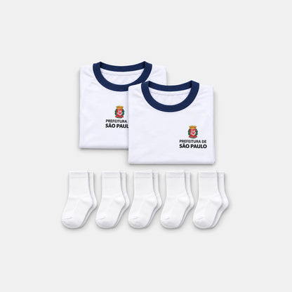 KIT Troca Diária: 2 camisetas escolares e 5 pares de meias da Prefeitura de São Paulo