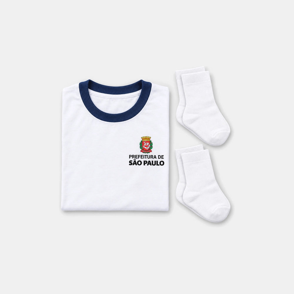 KIT Uniforme Pronto: camiseta escolar e 2 pares de meias da Prefeitura de São Paulo