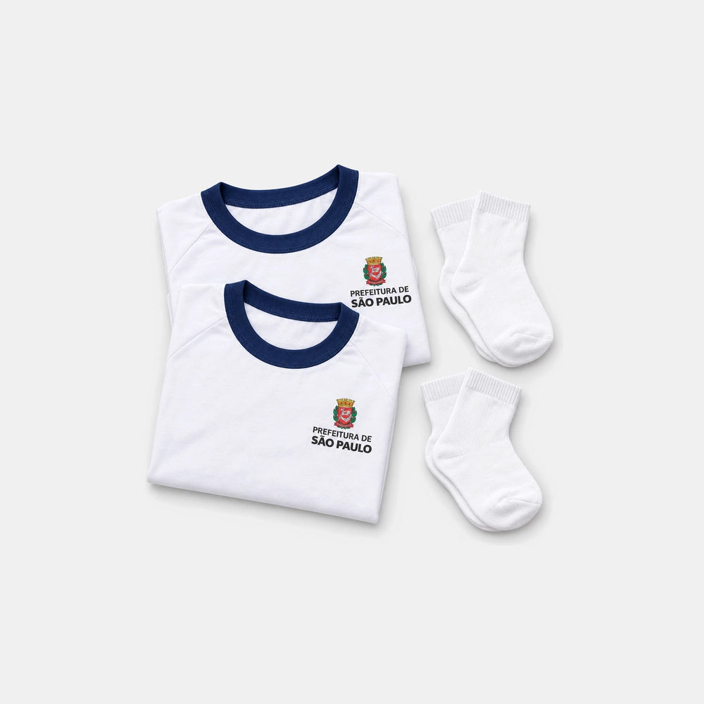 KIT Uniforme Reforço: 2 camisetas escolares e 2 pares de meias da Prefeitura de São Paulo