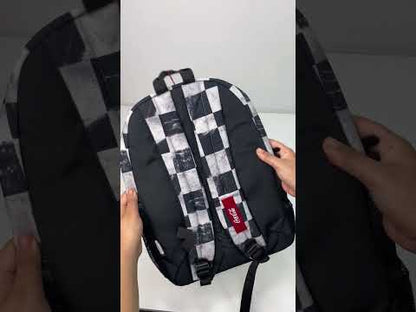 Mochila Juvenil Coca-Cola Quadriculado Cinza